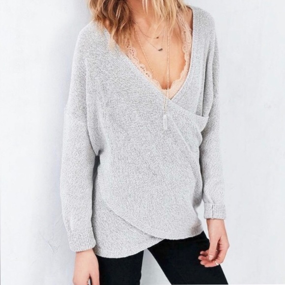 Urban Outfitters Sweaters - Kimchi Blue UO Heather Grey Ballet Wrap Sweater